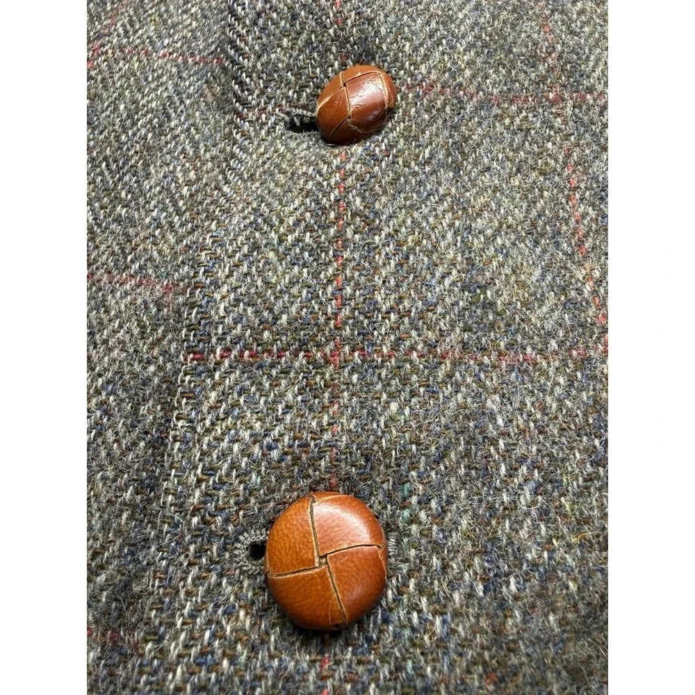 Norm Thompson‎ Tweed Shooting Blazer 48R Brown Herringbone Wool Elbow Patch VTG